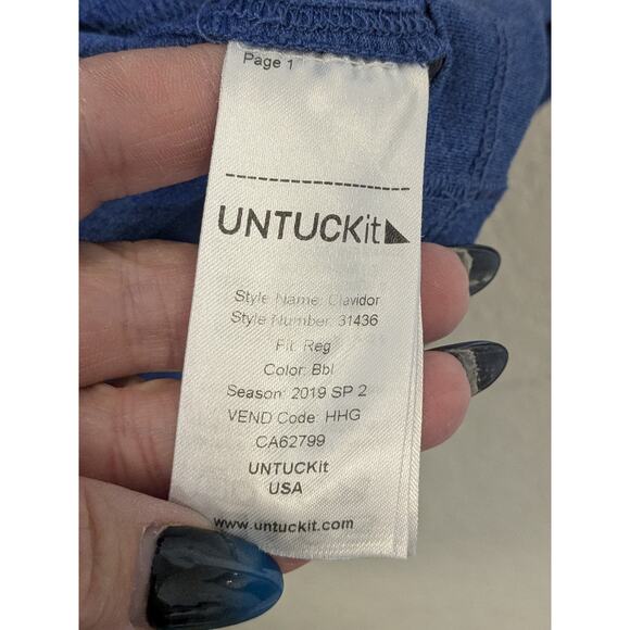 UNTUCKit Clavidor 31436 Short Sleeve Casual Polo Shirt in Blue Mens Size XL - Picture 6 of 10